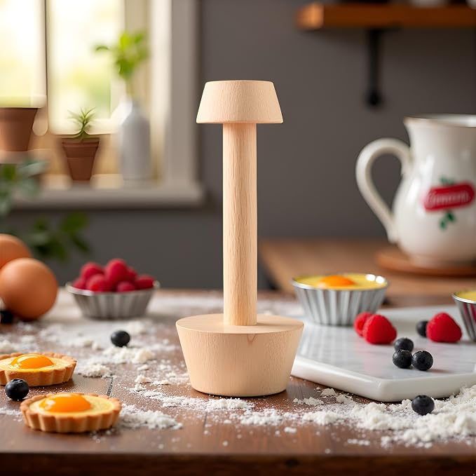 Tart Tamper Pastry Tamper Double Side Wooden Egg Tart Tamper Mold DIY Cake Pastry Pusher for Kitchen Party Baking Tools, Pie, Tart and Quiche Pans