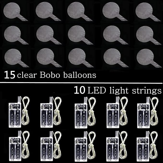 10 PACKS LED Bobo Balloons, Clear Light Up Balloons Helium,String Lights for Party Birthday Wedding Quinceanera Decorations (Warm White)