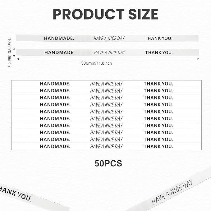 50pcs 12in Handmade Self-Adhesive Stickers - Long Label Sealing Stickers for Food Retail, Tamper Evident, Cake Baking & Gift Decorating