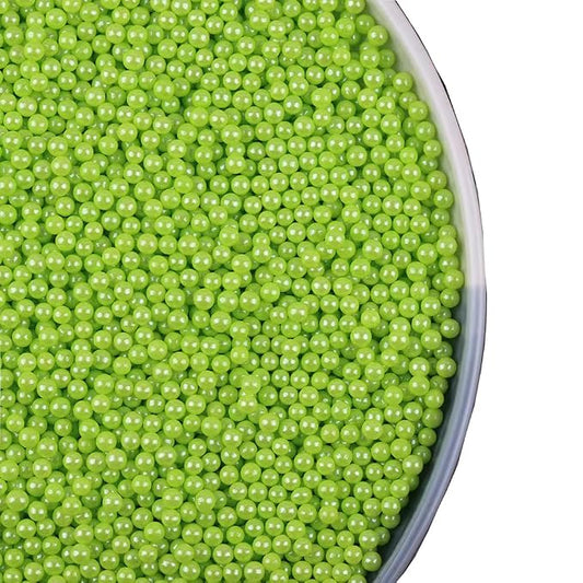 Green Sprinkles Edible Pearl,Cake sprinkles,Cookie sprinkles,Sugar Pearl, Edible Candy Pearls 130g 4.6OZ for Cake Cupcake Decorationg (4mm-Silver) (4mm-Qiangreen)