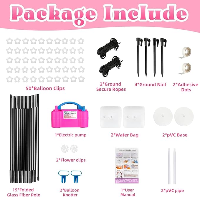 Balloon Arch Kit with Balloon Pump Electric, Improved Balloon Arch Stand with Base for Birthday Gender Reveal Baby Shower Balloons Party Decorations