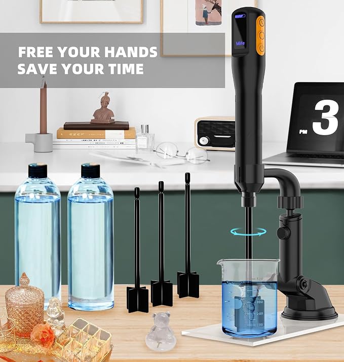 Mlife Upgraded Resin Mixer, Epoxy Resin Electric Stirrer, Paint Mixer & Timed Epoxy Resin Mixer for Epoxy Resin,Silicone Mixing, Resin Molds, DIY Crafts, Epoxy Resin Kit, with Mixer Stand(Black)