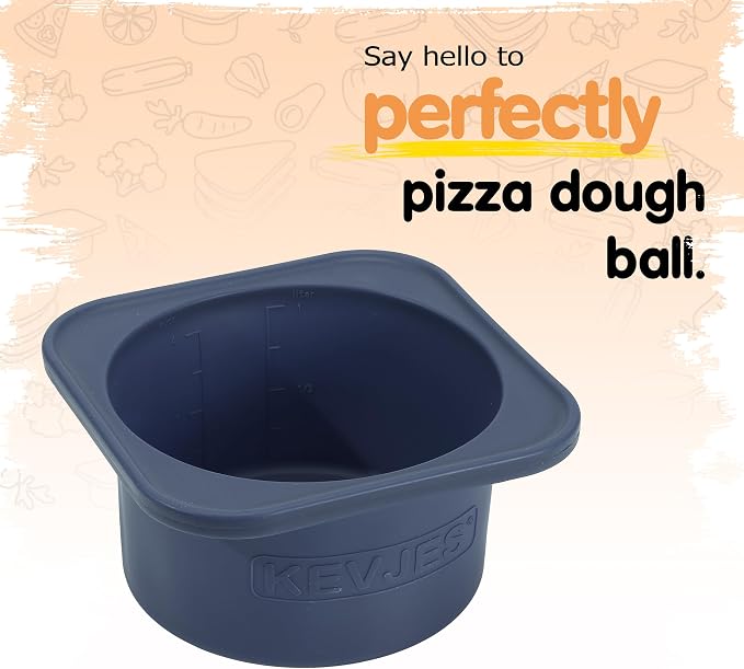 1000ml PLUS Individual Pizza Dough Proofing Containers with Airtight Lids – Food Grade Silicone, Freezer/Dishwasher Safe –Neapolitan Dough Rising & Fermentation – 2 Pack – 2 Pack (Blueberry)