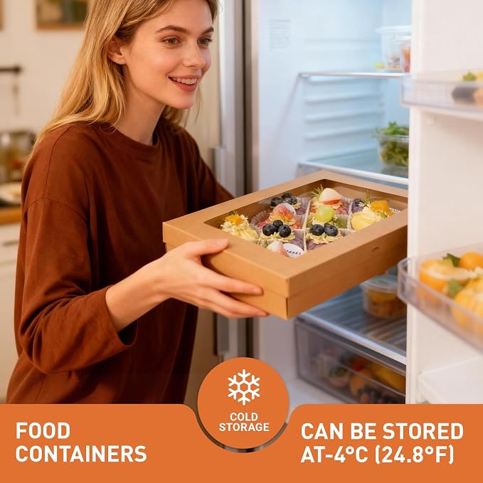 Extra Large Disposable Serving Pastry Box Cardboard 5PK, Strong Platter Box w/ Lid for 8-10 People To Go, Stably Filled Catering Charcuterie Board for Picnic Party Take Out (17.5"x13.5"x3.5"H)