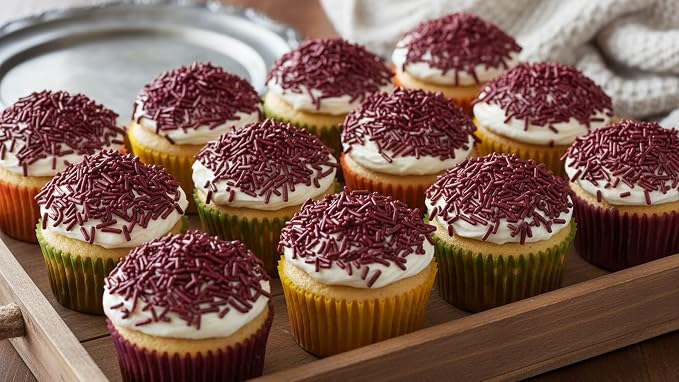 NCS Dark Maroon Jimmies Edible Sprinkles – Cupcake, Cake & Cookie Decorations, 7 oz