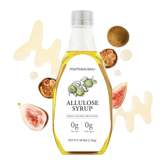 MONKSHUSHU Allulose Syrup 45.9 Fl Oz - Liquid Sweetener for Cooking, Baking, and Drinks - Keto Diet, Vegan friendly, Diabetes-Safe - Zero Calorie Sugar Substitute - Monk Fruit - Gluten Free, 0g Net Carbs, Non-GMO