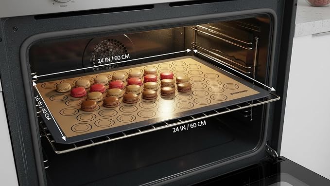 Macaron Silicone Baking Mats - Set of 2 - Full Size - 16 x 24 in (40 x 60 cm), Non-Stick Macaron Mat for Perfect Baking - Dishwasher & Oven Safe, Ideal for Macarons, Cookies, Bread, and More