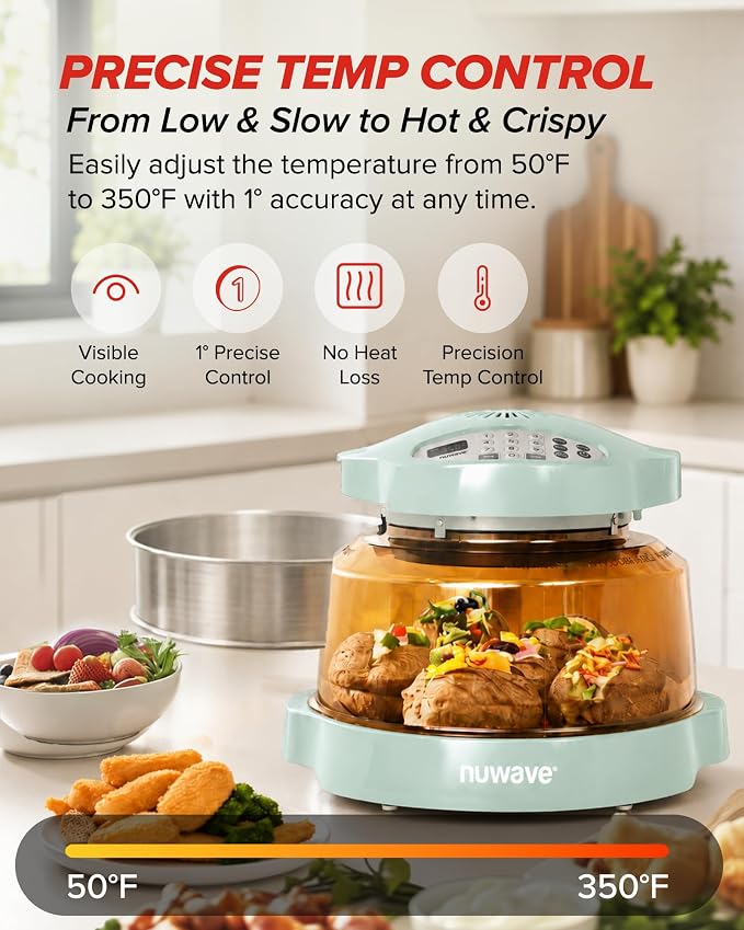 Nuwave Pro Plus 2 Countertop Infrared Oven with Stainless Steel Extender Ring, Triple Combo Cooking Power, Adjustable Temperature Control, Large Capacity Roaster, Air Fryer & Convection Oven, 20674V01