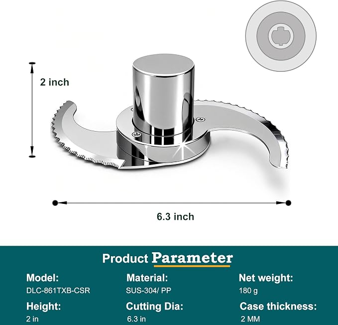 DLC-861TXB-CSR for Cuisinart Food Processor DFP-11, DLC-2011, DLC-8 Only | Stainless Steel Case for Less Microplastic - Resists Cracking, Chipping, Flaking - Modular - Easy to Clean - Serrated Edge