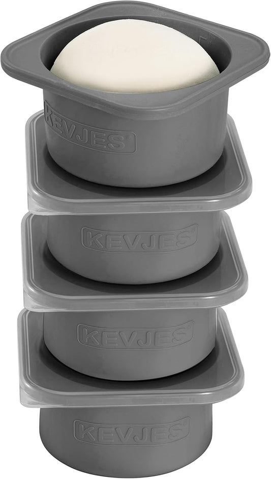 PLUS 1000ml Pizza Dough Proofing Boxes for DIY Artisan Pizza, Food Grade Silicone Stackable Containers with Lids, Sturdy Reinforced Steel. Freezer, Fridge, Dishwasher Safe (4Space Grey Plus)