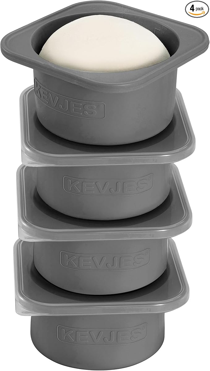 PLUS 1000ml Pizza Dough Proofing Containers for DIY family Artisan Pizza, Food Grade Silicone Stackable Boxes with Lids, Freezer, Fridge, Dishwasher Safe,4sets (Space Gray)