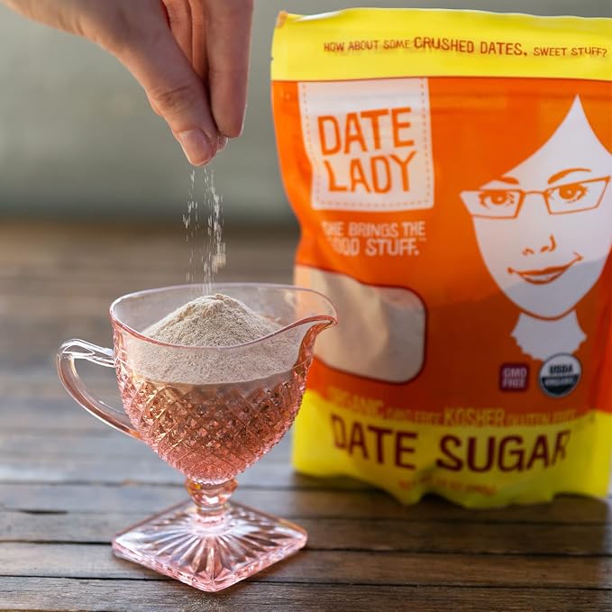 Date Lady Organic Date Sugar, 1 lb | Vegan, Paleo, Gluten Free & Kosher | Alternative Sweetener for Baking | Will Not Dissolve in Coffee (1 Bag)