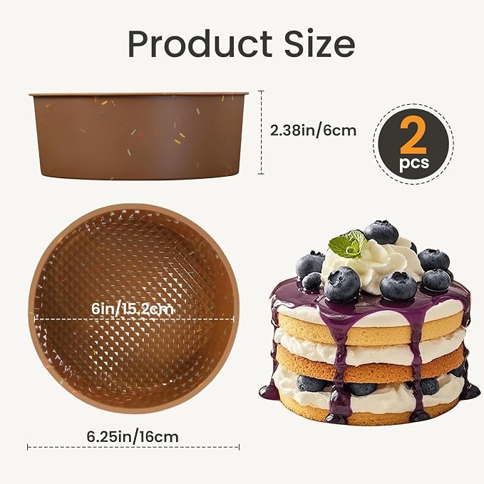 6 Inch Silicone Cake Pan, 4 Pcs Silicone Round Cake Pans, Nonstick Baking Mold BPA Free Dishwasher Safe, Great for Layer Cake, Cheese Cake, Chocolate Cake