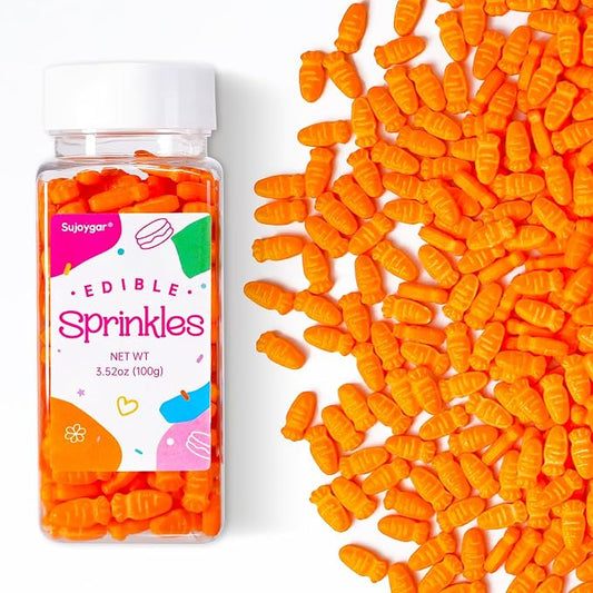 Carrot Sprinkles for Cake Decorations, 3.52oz Edible Carrot Cake Decorations, Easter Sprinkles for Cupcakes Topper Baking Cookies Spring Party Supplies Birthday Celebrations