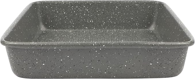 David Burke 9" Square Bake Pan, Carbon Steel, Non-Stick, PFTE & PFOA Free, Oven Safe – Gray Speckle