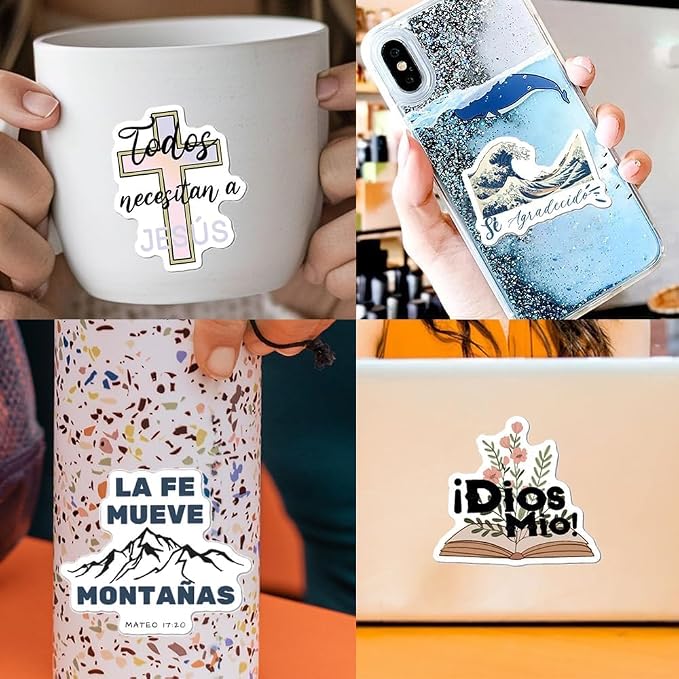 Spanish Christian Stickers - Pegatinas Cristianas con Versículos Bíblicos for Water Bottles, Bible Journaling & Laptop - Religious Faith Gifts for Women Men & Teens
