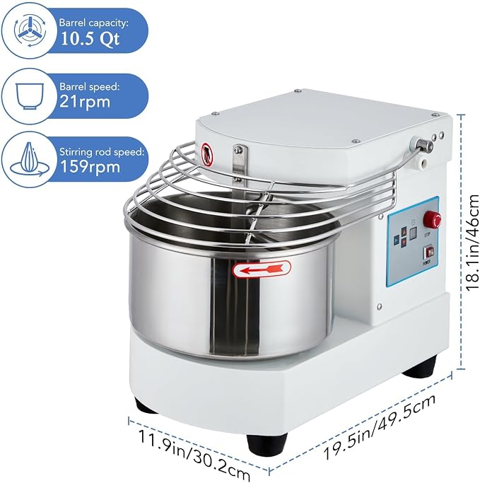 GarveeHome 10.5 Qt Commercial Stand Mixer, 650W Touch Screen Control with Timer & Safety Shield, Dual Rotating Dough Machine, Stainless Steel Bowl for Restaurant & Bakery