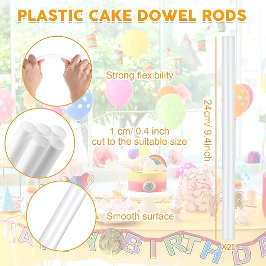 Boao 112 Pieces Cake Board Kit Sturdy Round 4, 6, 8, 10 Inch with Parchment Paper Round and Plastic Tiered Cake Dowel Rod Separator Plate for Party Wedding Birthday