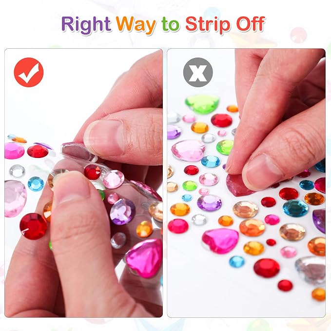 880pcs Gem Stickers Rhinestones for Crafts - Self Adhesive Jewels Stickers, Acrylic Gems DIY Craft Decorative Diamond Small Stickers for Kids