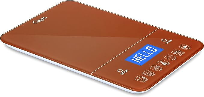 Ozeri Touch III Digital Kitchen Scale with Calorie Counter, 22 lbs (10 kg), Burnt Ochre