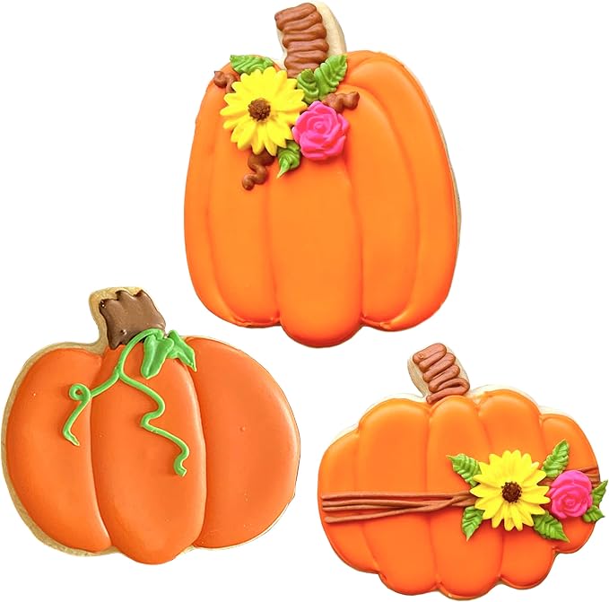 Ann Clark Cookie Cutters Pumpkin Patch 3 Piece Cookie Cutter Set with Pumpkin Orange Food Coloring Gel Made in USA
