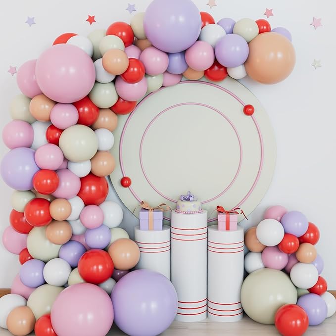 KatchOn, Pastel Balloon Arch Kit- Pack of 110 | Red, Pink, Purple & White Latex Balloon Garland Kit | DIY Balloon Arch for Birthday, Anniversary, Wedding Party Decorations