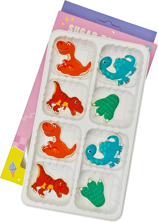 Edible 8 pieces Big Dinosaur cake decorations, perfect Snails cupcake toppers Icing Cookies decro for Spring Valentine's Day Birthday Halloween Thanksgiving Christmas party Team Dinner
