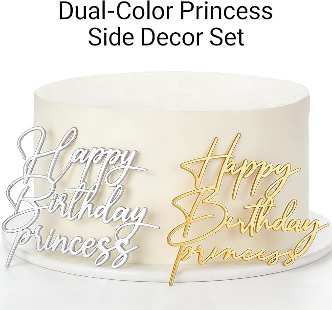 Acrylic Happy Birthday Cake Topper Durable Reusable Perfect for Birthday Cakes, Cupcakes, Dessert Tables Ideal for Kids Adults Birthday Celebrants (Gold,Sliver)