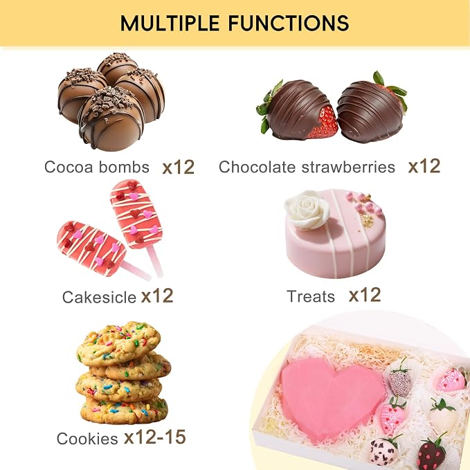 TOMNK 7pcs Cookie Boxes, 12x8x2.5 Inches White Bakery Boxes with 3 Style Window for Chocolate Strawberries, Breakable Heart, Pastries, Desserts, Cake Pops & Treats, Great Gift for Mom