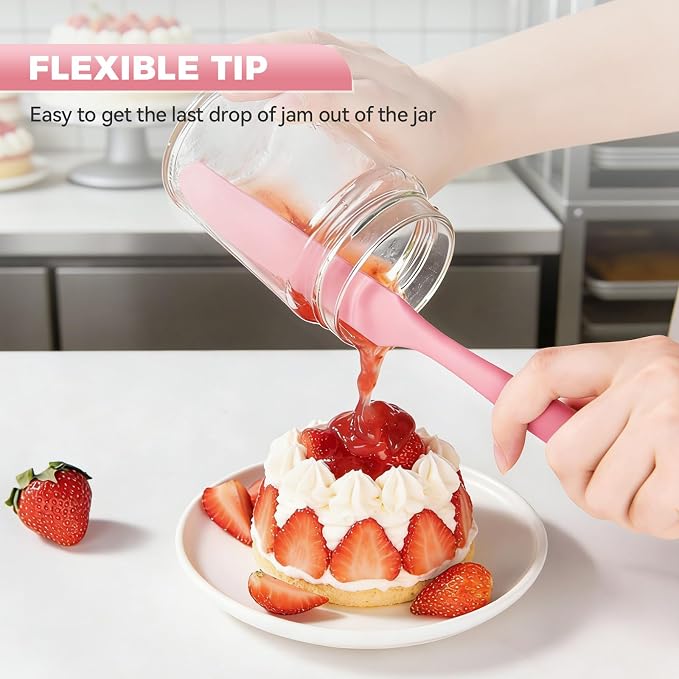 5 Pcs Silicone Jar Spatula Set, Sourdough Spurtle, Jar Scraper, Long Handle Thin Spatulas, Perfect for Jars, Bottles, Containers, Mixing, Scraping, Spreading Jam, Cake Icing and Sourdough Tools. (5)