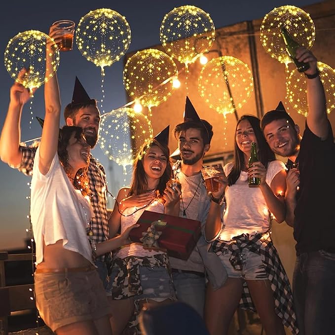 10 PACKS LED Bobo Balloons, Clear Light Up Balloons Helium,String Lights for Party Birthday Wedding Quinceanera Decorations (Warm White)