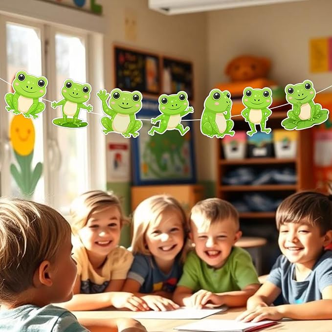 Vuzvuv 54Pcs Spring Green Frog Cutouts Paper with 100Pcs Glue Points for Wall Bulletin Board Decorations or Theme Party or Classroom Decor Supplies