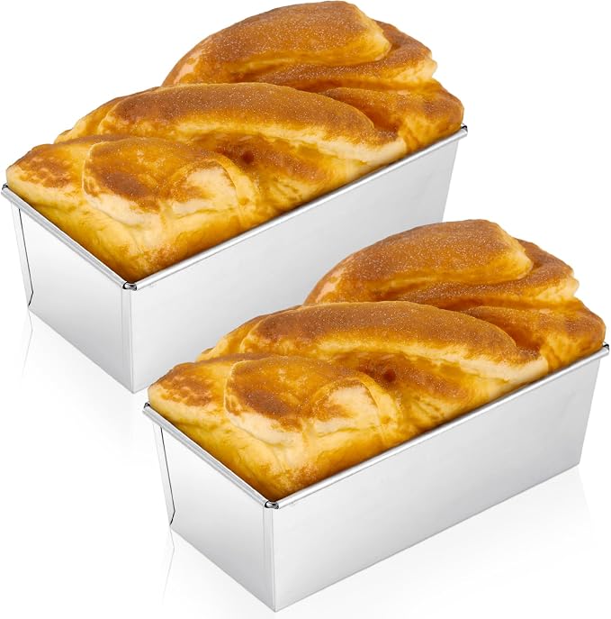 Funnymoom 2 Pcs Stainless Steel Bread Loaf Pan 7 x 3 Inch Small Loaf Pans Nonstick Rectangle Baking Bread Bakeware for Breads Casseroles Vegetables Dishwasher Safe