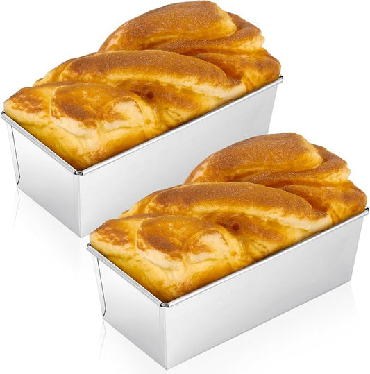 Funnymoom 2 Pcs Stainless Steel Bread Loaf Pan 7 x 3 Inch Small Loaf Pans Nonstick Rectangle Baking Bread Bakeware for Breads Casseroles Vegetables Dishwasher Safe
