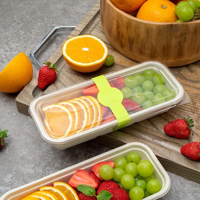 Restaurantware RW Base 12 x 1.5 Inch Packaging Bands 100 Self-Adhering Belly Bands - Disposable Strong Green Paper Label Stickers For Packaging Supplies Keeps Take Out Containers Sealed