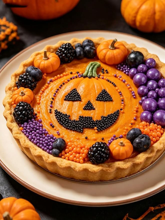 HeDeon&Rles Black Orange Purple Nonpareil Pearls Sprinkles for Baking Decorating 90g/3.17oz 4 Size Mix Edible Preals for Cake Cupcake Pancake Icing Decoration Independence Day Halloween Supplies
