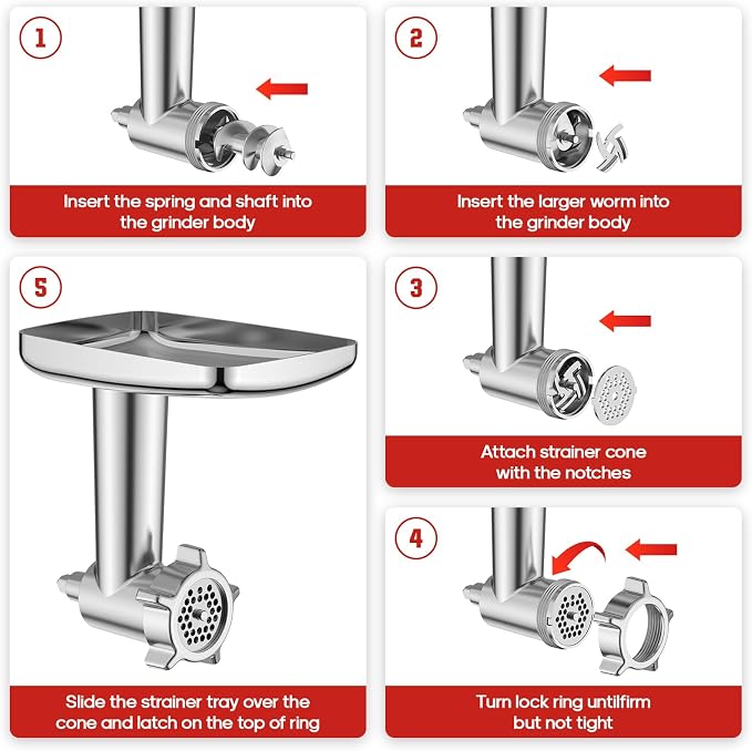Meat Grinder & Cheese Grater Attachment for KitchenAid Stand Mixer, Meat Grinder with Sausage Stuffer Tubes, Slicer Shredder Attachments, Food Grinder for KitchenAid Mixer Attachments