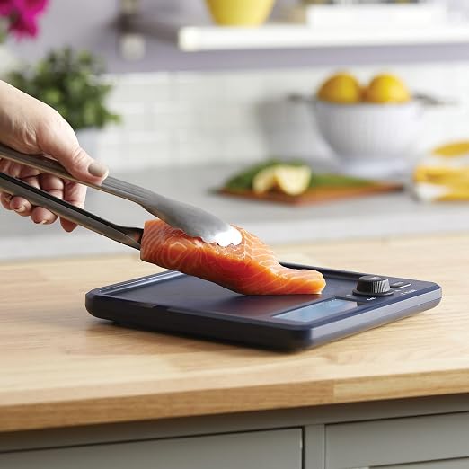 Taylor Digital Kitchen Scale with Antimicrobial Surface Plastic Body Weighs Up to 11 pounds Capacity with Hold and Tare Functions and Backlight, Navy
