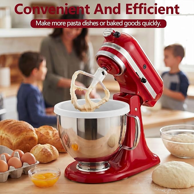 Silicone Bowl Liners with Lids for 5 Qt KitchenAid Stand Mixer Bowls, Collapsible Mixer Bowl Inserts, Reusable Mixing Bowl Liners for Dough, Batter, Cookie Prep, 1Pack 5QT White