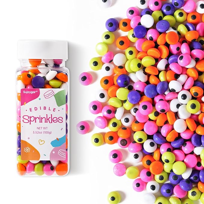 Halloween Eyeball Sprinkles for Cake Decorating, 3.52oz Edible Colorful Eyes Sprinkles for Cupcake Toppers Baking Cookie Halloween Party Supplies Birthday Celebrations