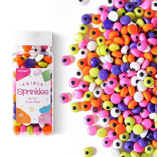 Halloween Eyeball Sprinkles for Cake Decorating, 3.52oz Edible Colorful Eyes Sprinkles for Cupcake Toppers Baking Cookie Halloween Party Supplies Birthday Celebrations