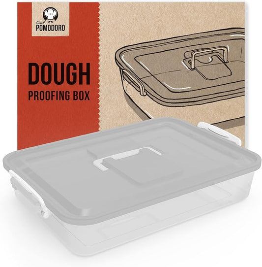 Chef Pomodoro Pizza Dough Proofing Box, 14 x 11-Inch, Pizza Dough Container, Fits 4-6 Dough Balls, Household Pizza Dough Tray With Convenient Carry Handle (Grey)