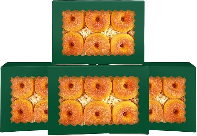 qiqee 50Pcs Deep Green Cookie Box with Window 9x6x2.5 inch Pastry Macaron Bakery Box For Packaging