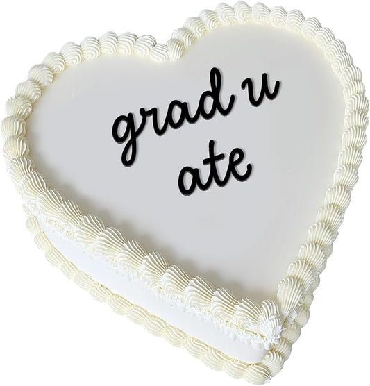 Grad U Ate Cake Topper, Funny Graduation Cake Topper 2026, Graduation Party Cake Decoration, Black Acrylic Flat Cake Topper for College High School Graduation Party (grad u ate)