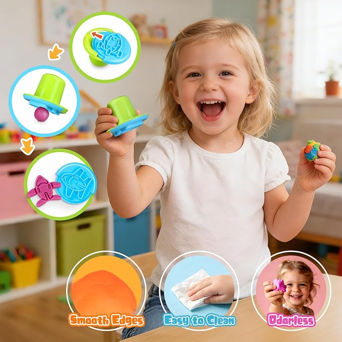 Dough Tools Set, 34 Pcs Dough and Clay Accessories with Stamp, Cutters, Dino Maker, Animals Molds, Rolling Pins, Modeling Clay Play Tools Kit for Boys Girls