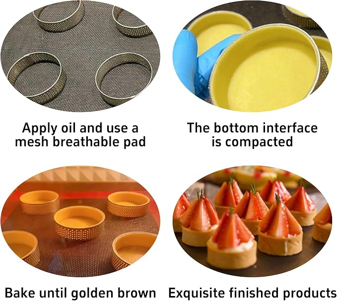 10Pcs 1.98Inch 304 Stainless Steel Perforated Tart Ring, Heat Resistant Cake Mousse Ring for Baking Fruit Tarts, Cake, Crust and Dessert Making
