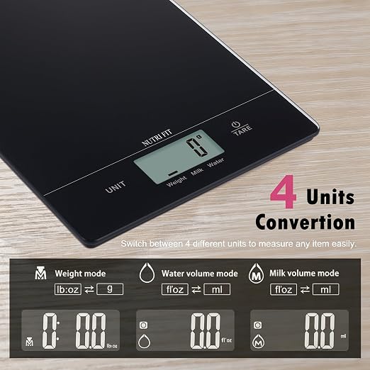 Digital Food Scale Kitchen Scales Grams and Ounces for Weight Loss Baking Cooking of NUTRI FIT, Max 11lb 1g Increment, Ultra-Thin Size and Hang to Wall