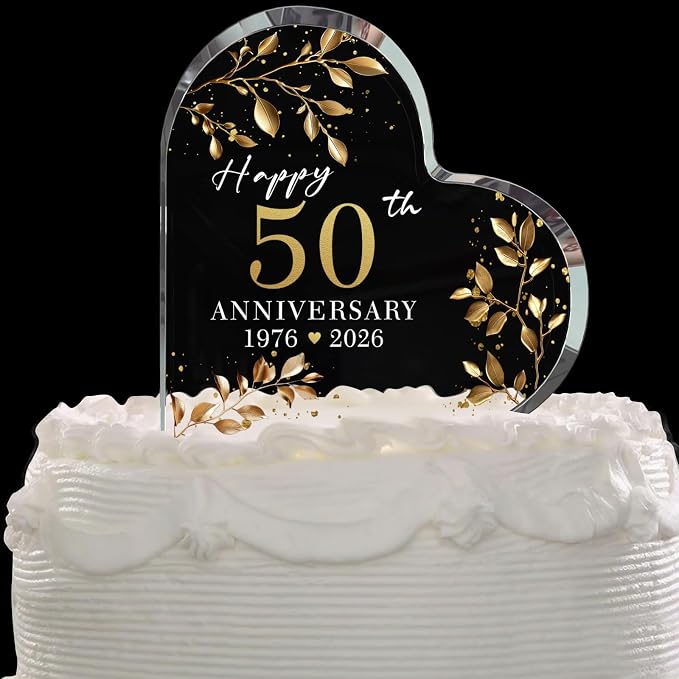 50th Wedding Anniversary Cake Topper Acrylic,50th Anniversary Decorations & Keepsake Gift for Couples (50th Anniversary-B)