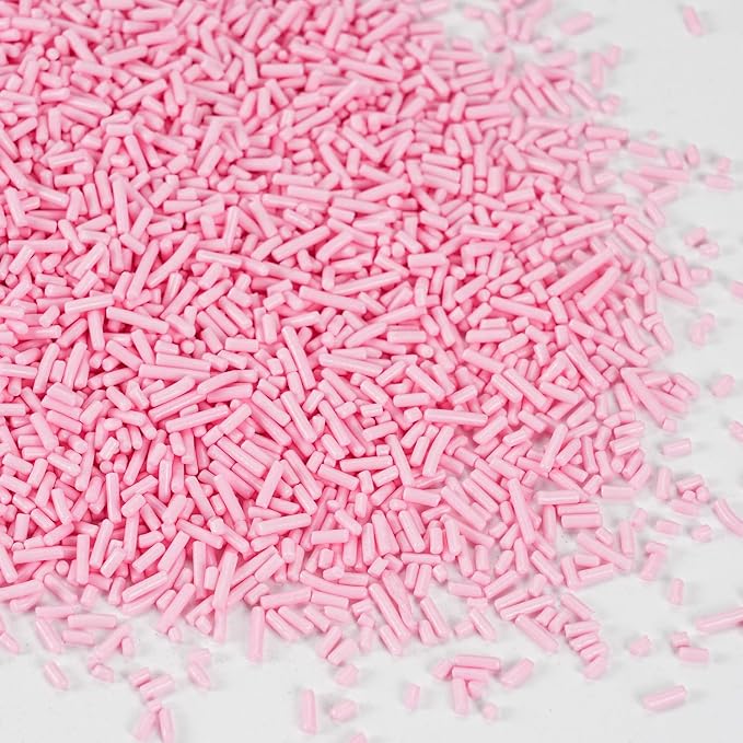 Dye Free Pink Jimmies Sprinkles 4.2 oz - Natural Pink Sprinkles for Cake Decorating, Cupcake Topper, Cookie & Ice Cream Baking Supplies - No Artificial Colors - Pink Jimmies for Birthdays Baby Shower