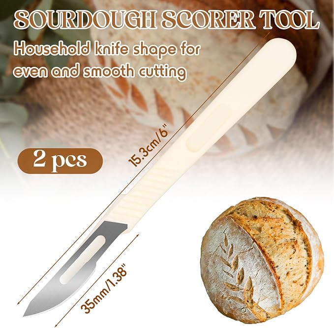 2 Pcs Sourdough Bread Lame Scoring Tool 6'' Bread Lame Bread Scorer Tool Stainless Steel Blades with Protective Cover for Sourdough Dough Scoring for Homemade and Bakery Use